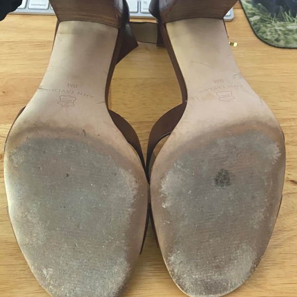 Ann Taylor Brown All Leather Gigi Block Heel Slingback Heel Women 9M - Picture 4 of 9